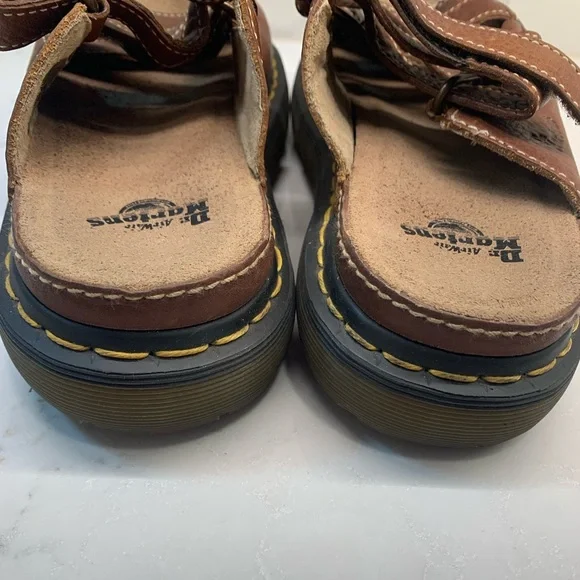 Y2K Dr. Martens Brown Leather Dune Fisherman Sandals Slides Size 8 - Picture 3 of 9